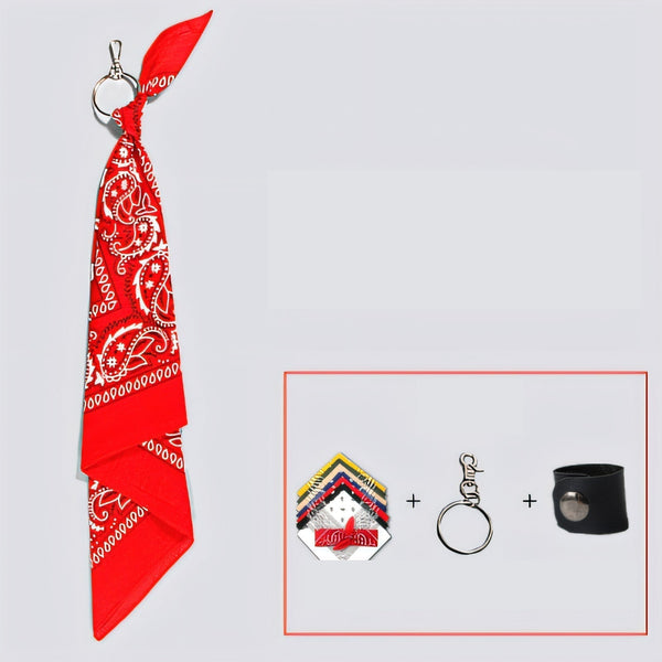 Red Paisley Bandana Pants Chain Kerchief Trousers Chain Biker Headscarf Jeans Chain Pants Chain