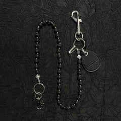 Black Beaded Wallet Chain Beaded Pants Chain Lavastone Bead Wallet Chain - iChainWallets