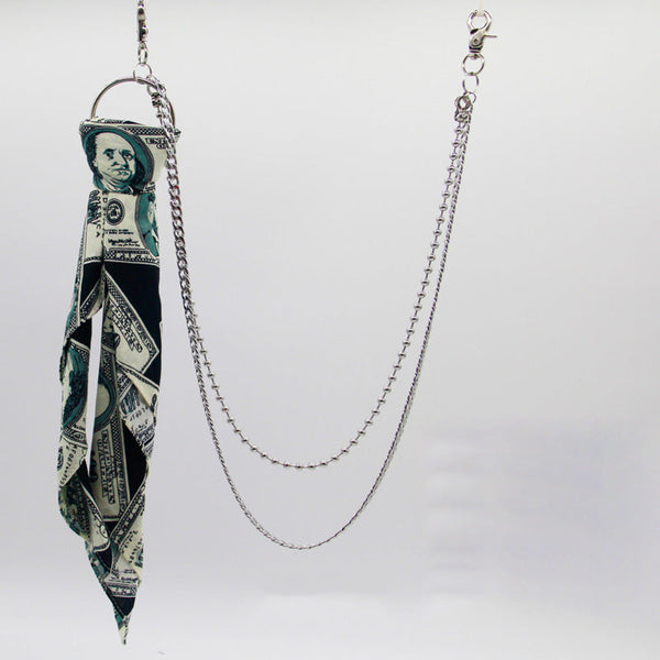 Dollar Paisley Bandana Trousers Chain Pants Chain Biker Kerchief Headscarf Jeans Chains