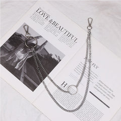 Cute Womens Butterflys Jeans Chain Silver Double Layers Astronaut Wallet Chains Jeans Chain For Women