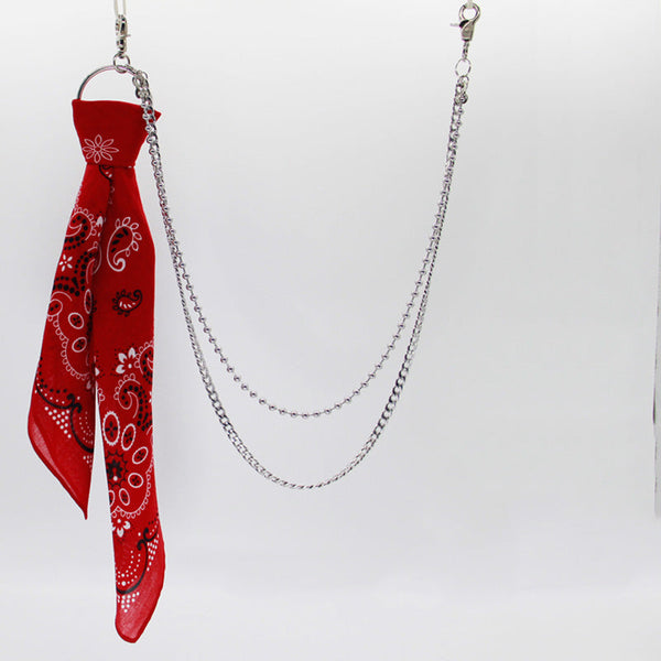 Wine Paisley Bandana Trousers Chain Pants Chain Biker Kerchief Headscarf Jeans Chains