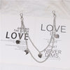 Cute Womens Jeans Chain Silver Double Layers With Heart Charms Wallet Chains For Women