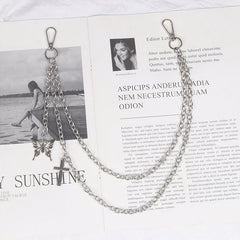 Womens Jeans Chains Double Layers With Butterfly&Cross Charms Cute Silver Pants Chain For Women