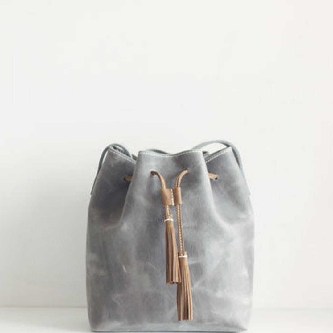 Handmade leather purse bucket phone bag shoulder bag cossbody bag purse women