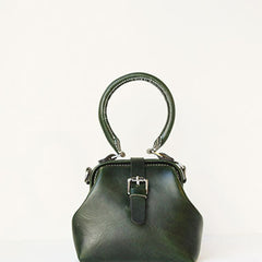 Handmade leather handbag Green doctor bag shoulder bag cossbody bag purse women