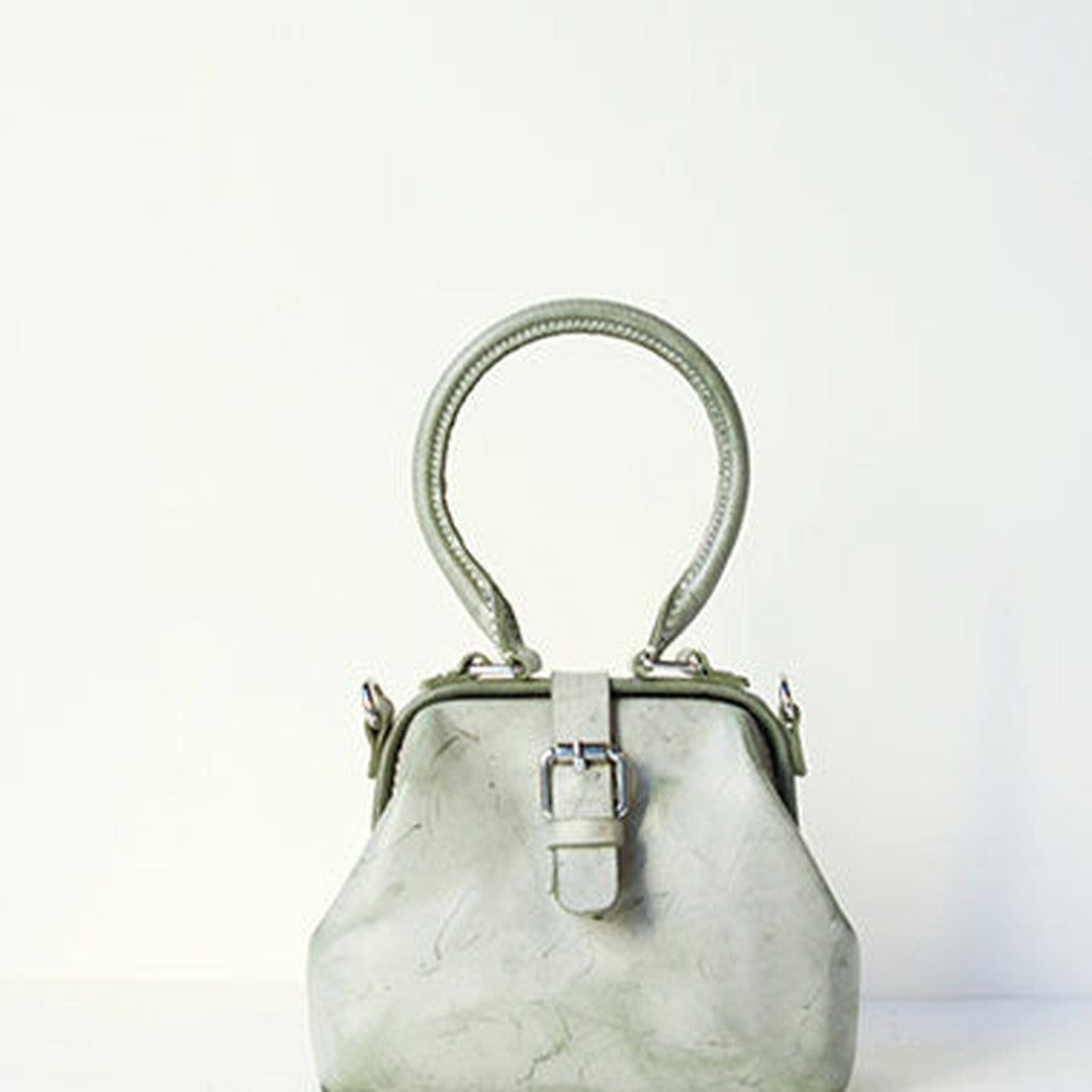 Handmade leather handbag Green doctor bag shoulder bag cossbody bag purse women