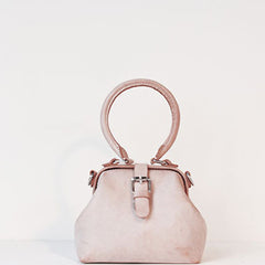 Handmade leather handbag Beige doctor bag shoulder bag cossbody bag purse women