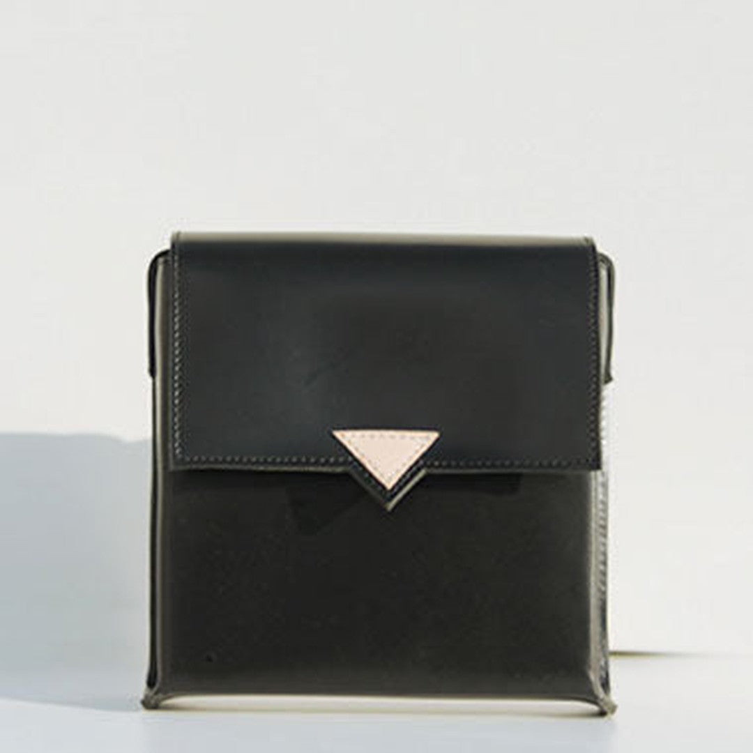 Handmade leather black square purse phone bag shoulder bag cossbody bag purse women
