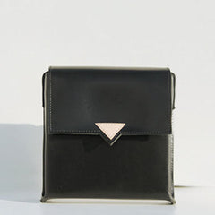 Handmade leather black square purse phone bag shoulder bag cossbody bag purse women