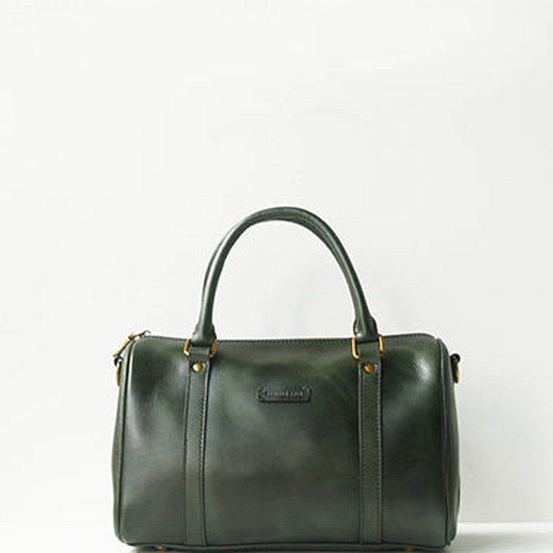 Handmade leather boston bag purse shoulder bag handbag purse women