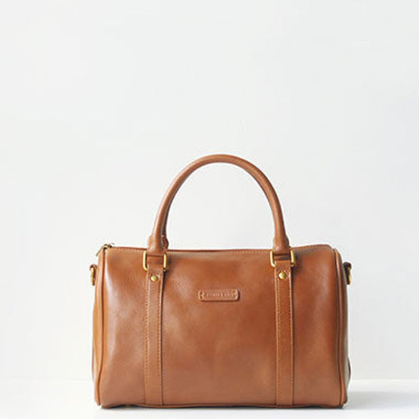 Handmade leather brown boston bag purse shoulder bag handbag purse women