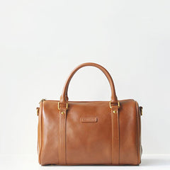 Handmade leather brown boston bag purse shoulder bag handbag purse women
