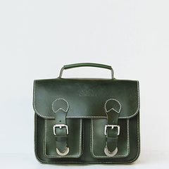 Handmade leather green purse satchel bag shoulder bag cossbody bag purse women