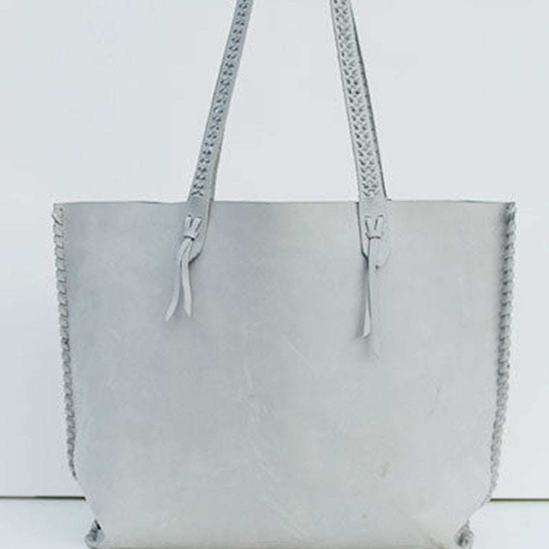 Handmade leather handbag gray tote bag shoulder bag shopper purse women