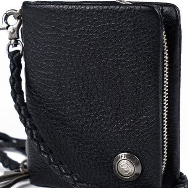 Leather biker small trucker wallets leather chain men Black biker long wallets