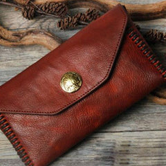 Handmade biker chain wallet long wallet leather men phone clutch vintage wallet for men