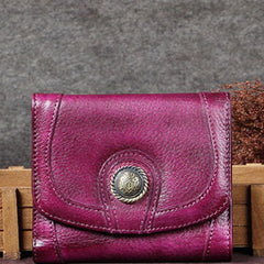 Genuine Leather Wallet Folded billfold Wallet Vintage Wallet Purse For Women Men