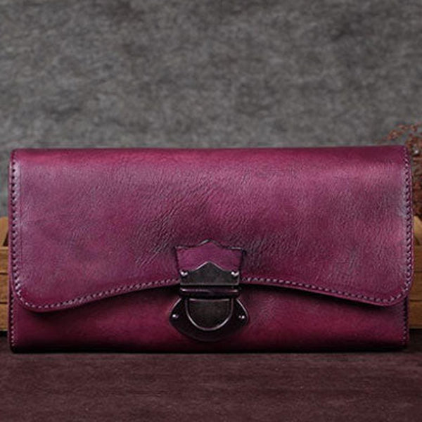 Genuine Leather Trifold Wallet Long Wallet Purse For Men Women
