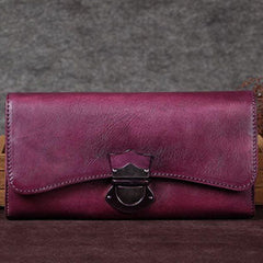 Genuine Leather Trifold Wallet Long Wallet Purse For Men Women