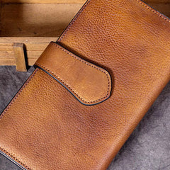 Genuine Leather Wallet Folded Long Wallet Vintage Wallet Purse Clutch For Women