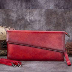 Genuine Leather Clutch Vintage Wristlet Wallet Crossbody Bag Shoulder Bag Handbag Purse For Women