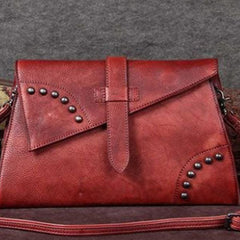 Genuine Leather Handbag Vintage Tassel Crossbody Bag Geometric Shoulder Bag Purse For Women