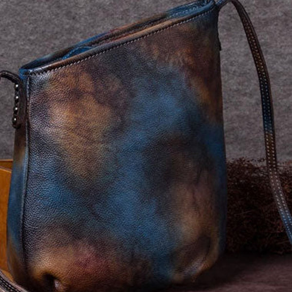 Genuine Leather Handbag Vintage Bucket Bag Crossbody Bag Shoulder Bag Purse For Women