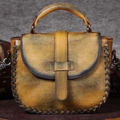 Genuine Leather Handbag Woven Vintage Crossbody Bag Shoulder Bag Purse For Women