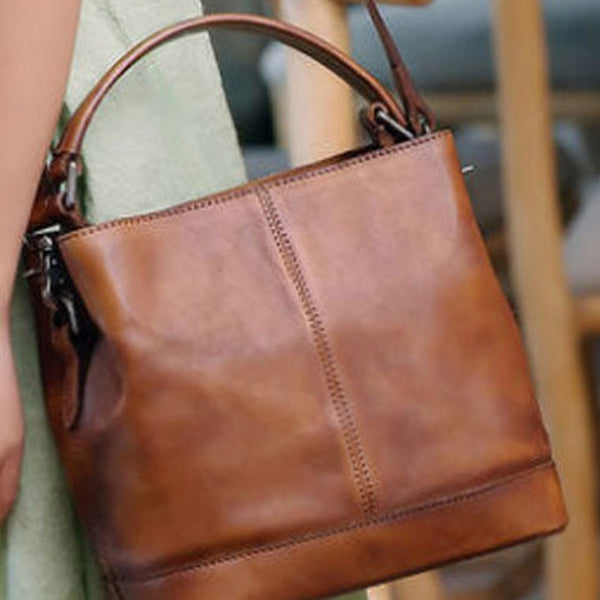Genuine Leather Handbag Bucket Bag Crossbody Bag Shoulder Bag Purse For Women