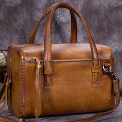 Genuine Leather Handbag Boston Bag Vintage Crossbody Bag Shoulder Bag Purse For Women