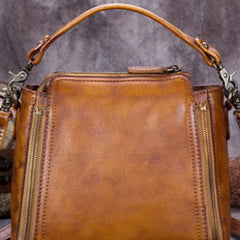 Genuine Leather Handbag Vintage Crossbody Bag Shoulder Bag Purse For Women