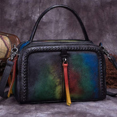 Vintage Leather Handbag Tassel Shoulder Bag Crossbody Bag Purses For Women