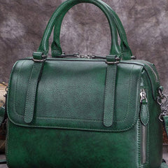 Genuine Leather Handbag Vintage Boston Bag Crossbody Bag Shoulder Bag Purse For Women
