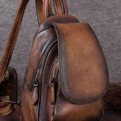 Vintage Womens Leather Backpack School Backpack Purse Small Backpack For Women