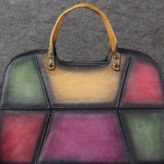 Genuine Leather Handbag Vintage Geometric Bag Shoulder Bag Crossbody Bag Purse Clutch For Women