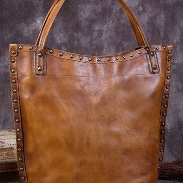 Genuine Leather Handbag Vintage Tote Bag Shoulder Bag Purse For Women