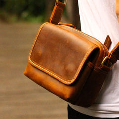 Cool Vintage Leather Mens Small Messenger Bag for men