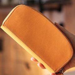 Handmade leather womens zipper clutch wallet long wallet for women