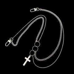 Double Mens Cross Wallet Chain Double Biker Wallet Chain Unique Silver Necklace Chain For Women