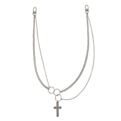 Double Mens Cross Wallet Chain Double Biker Wallet Chain Unique Silver Necklace Chain For Women
