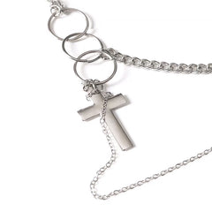Silver Mens Cross Wallet Chain Double Unique Biker Wallet Chain Double Necklace Chain For Women