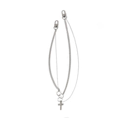 Silver Mens Cross Wallet Chain Double Biker Wallet Chain Unique Double Necklace Chain For Women