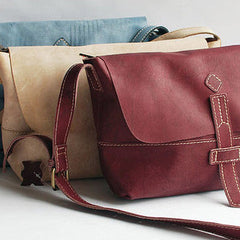 Handmade vintage rustic retro leather crossbody messenger Shoulder Bag for women