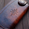 Handmade vintage dark brown leather biker wallet bifold long wallet purse clutch for men