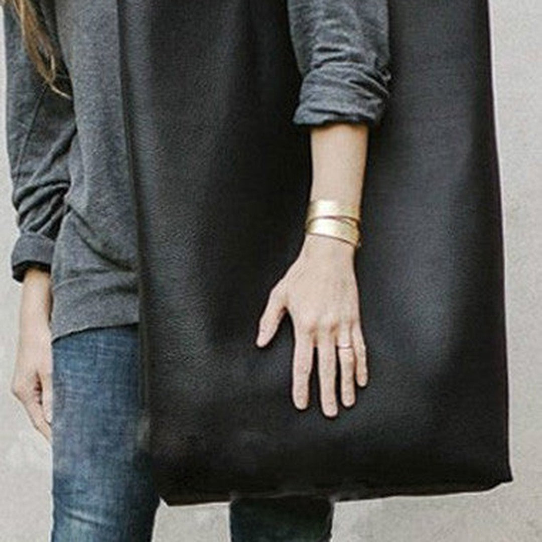 Handmade black fashion pretty leather large tote bag shoulder bag handbag for women
