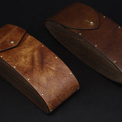 Handmade Vintage leather glasses case  wood glasses box,handmade retro glasses box,eyeglass case