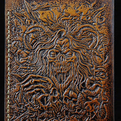 Handmade leather wallet custom Total Deathcore band carved leather billfold wallet for men