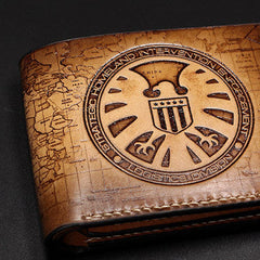 Handmade Agents of S.H.I.E.L.D. billfold wallet carved custom personalized leather for men