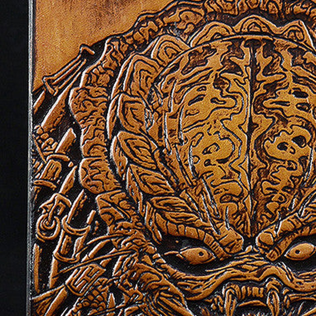 Handmade leather wallet Predator carved leather custom billfold wallet for men