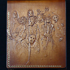 Handmade leather wallet custom Slipknot band carved leather billfold wallet for men